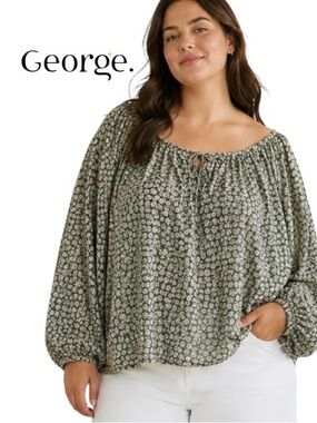 3X George Long Sleeved Boho Cotton Peasant Style Top